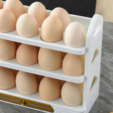 Maxbell 3 Tier Egg Holder with Handle Eggs Tray Bins for Cabinet Countertop White