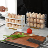 Maxbell 3 Tier Egg Holder with Handle Eggs Tray Bins for Cabinet Countertop Clear