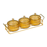 Maxbell Snack Dishes Storage Container Fruit Tray for Countertop 3 Bowls Golden