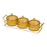 Maxbell Snack Dishes Storage Container Fruit Tray for Countertop 3 Bowls Golden