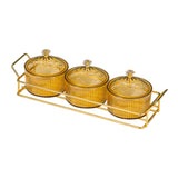 Maxbell Snack Dishes Storage Container Fruit Tray for Countertop 3 Bowls Golden