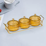 Maxbell Snack Dishes Storage Container Fruit Tray for Countertop 3 Bowls Golden