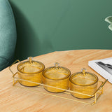 Maxbell Snack Dishes Storage Container Fruit Tray for Countertop 3 Bowls Golden