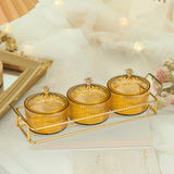 Maxbell Snack Dishes Storage Container Fruit Tray for Countertop 3 Bowls Golden