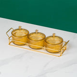 Maxbell Snack Dishes Storage Container Fruit Tray for Countertop 3 Bowls Golden