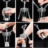 Maxbell Spiral Wing Corkscrew Tool Zinc Alloy Multifunctional Silver Cork Remover