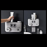 Maxbell Toothbrush Dispenser and Toothbrush Holder Set for Toilet Bathroom Home Gray