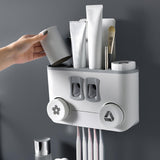 Maxbell Toothbrush Dispenser and Toothbrush Holder Set for Toilet Bathroom Home Gray