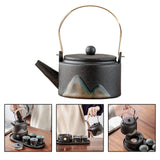 Maxbell 350ml Ceramic Teapot with Handle Household for Loose Tea Women Gift Home Black