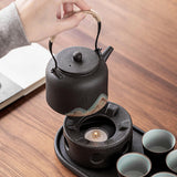 Maxbell 350ml Ceramic Teapot with Handle Household for Loose Tea Women Gift Home Black