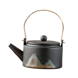 Maxbell 350ml Ceramic Teapot with Handle Household for Loose Tea Women Gift Home Black