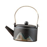 Maxbell 350ml Ceramic Teapot with Handle Household for Loose Tea Women Gift Home Black