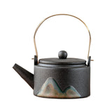 Maxbell 350ml Ceramic Teapot with Handle Household for Loose Tea Women Gift Home Black