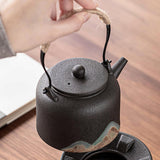 Maxbell 350ml Ceramic Teapot with Handle Household for Loose Tea Women Gift Home Black