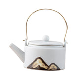 Maxbell 350ml Ceramic Teapot with Handle Household for Loose Tea Women Gift Home White