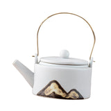Maxbell 350ml Ceramic Teapot with Handle Household for Loose Tea Women Gift Home White