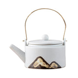Maxbell 350ml Ceramic Teapot with Handle Household for Loose Tea Women Gift Home White