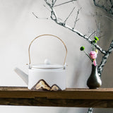 Maxbell 350ml Ceramic Teapot with Handle Household for Loose Tea Women Gift Home White