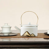 Maxbell 350ml Ceramic Teapot with Handle Household for Loose Tea Women Gift Home White