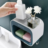 Maxbell Wall Mounted Soap Holder Self Adhesive Soap Box Holder for Home Bathroom Blue