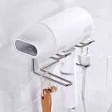 Maxbell Hair Dryer Holder Bathroom Storage Box Shelf Hanging Rack for Straightener Silver Style A