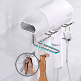 Maxbell Hair Dryer Holder Bathroom Storage Box Shelf Hanging Rack for Straightener Silver Style A