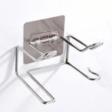 Maxbell Hair Dryer Holder Bathroom Storage Box Shelf Hanging Rack for Straightener Silver