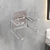 Maxbell Hair Dryer Holder Bathroom Storage Box Shelf Hanging Rack for Straightener Silver