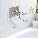 Maxbell Hair Dryer Holder Bathroom Storage Box Shelf Hanging Rack for Straightener Silver