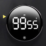 Maxbell Round Digital Kitchen Timer Magnetic Attraction for Home Bathroom black