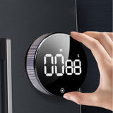 Maxbell Round Digital Kitchen Timer Magnetic Attraction for Home Bathroom black