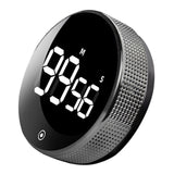 Maxbell Round Digital Kitchen Timer Magnetic Attraction for Home Bathroom black