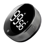 Maxbell Round Digital Kitchen Timer Magnetic Attraction for Home Bathroom black