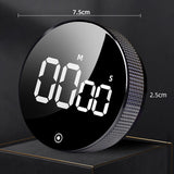 Maxbell Round Digital Kitchen Timer Magnetic Attraction for Home Bathroom black