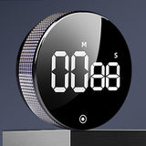 Maxbell Round Digital Kitchen Timer Magnetic Attraction for Home Bathroom black