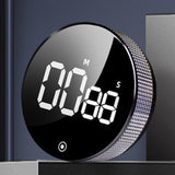 Maxbell Round Digital Kitchen Timer Magnetic Attraction for Home Bathroom black