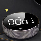 Maxbell Round Digital Kitchen Timer Magnetic Attraction for Home Bathroom black