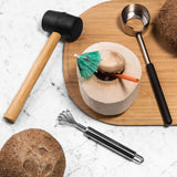 Maxbell 3Pcs Coconut Opener Tool Set Durable Stainless Steel Opener Non Slip Handle