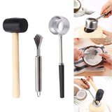 Maxbell 3Pcs Coconut Opener Tool Set Durable Stainless Steel Opener Non Slip Handle