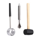 Maxbell 3Pcs Coconut Opener Tool Set Durable Stainless Steel Opener Non Slip Handle