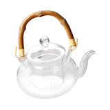 Maxbell Glass Tea Pot with Infuser Wood Handle Carafe for Loose Leaf Beverage Milk
