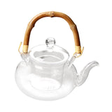 Maxbell Glass Tea Pot with Infuser Wood Handle Carafe for Loose Leaf Beverage Milk
