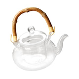 Maxbell Glass Tea Pot with Infuser Wood Handle Carafe for Loose Leaf Beverage Milk