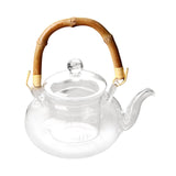 Maxbell Glass Tea Pot with Infuser Wood Handle Carafe for Loose Leaf Beverage Milk