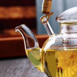 Maxbell Glass Tea Pot with Infuser Wood Handle Carafe for Loose Leaf Beverage Milk