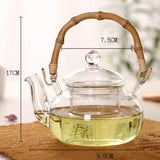Maxbell Glass Tea Pot with Infuser Wood Handle Carafe for Loose Leaf Beverage Milk