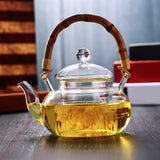 Maxbell Glass Tea Pot with Infuser Wood Handle Carafe for Loose Leaf Beverage Milk
