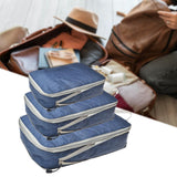 Maxbell 3 Pieces Waterproof Luggage Organiser Lightweight Clothes Storage Bags Navy