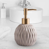 Maxbell Ceramic Soap Dispenser Reusable Elegent for Home Hotel Supply Shower Shampoo Beige