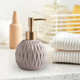 Maxbell Ceramic Soap Dispenser Reusable Elegent for Home Hotel Supply Shower Shampoo Beige